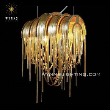 Gold tassel chain iron chandelier LED lamp