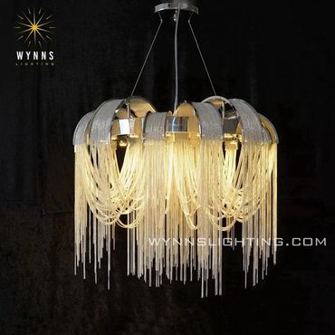 Contemporary iron chain LED chandelier lighting