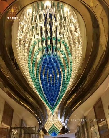Large glass waterdrop ceiling lighting for hotel hall