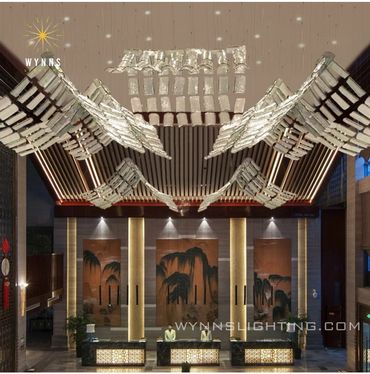 Creative design glass tile chandelier lighting for hotel reception