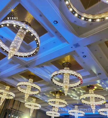 Bespoke crystal chandelier lighting for dining hall