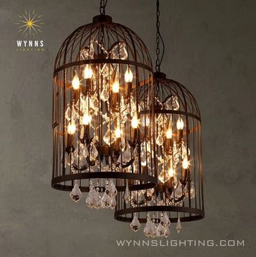 ROCOCO crystal chandelier pendant lamp with iron cage