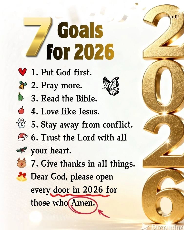 Seven spiritual goals for 2026 centered on faith, prayer, and gratitude.