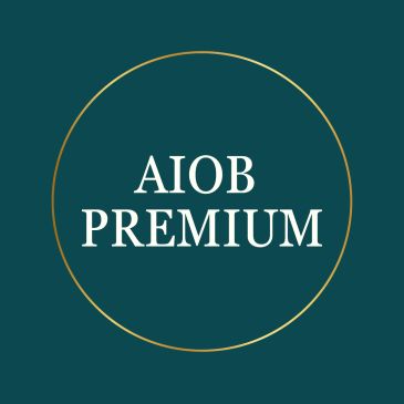 Logotipo de AIOB Premium en fondo verde.