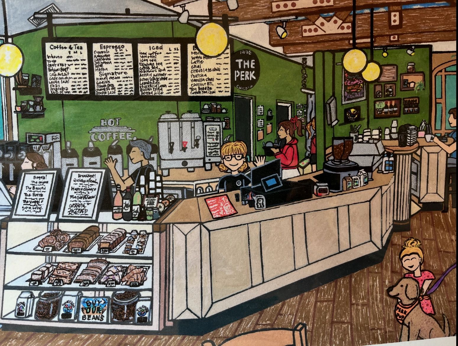 Custom Bidwell Perk artwork by Ali Biddle.