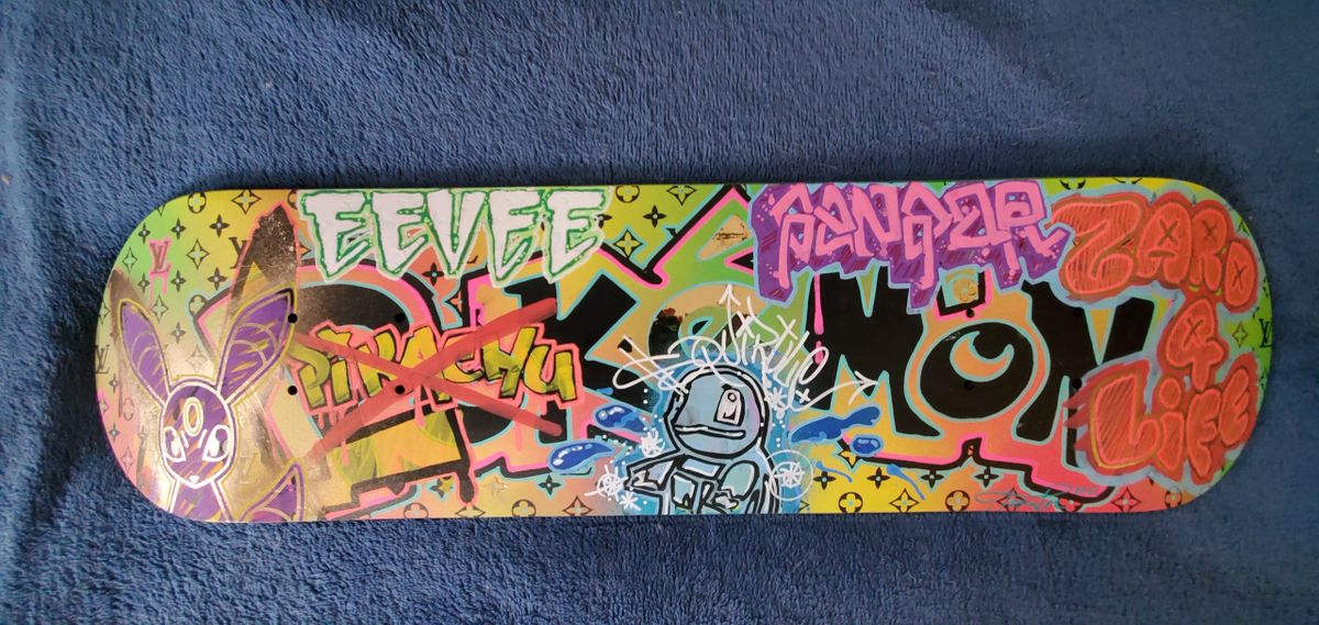 Tag'n Ain't Easy" Pokemon Graffiti Style Art Skateboard Deck