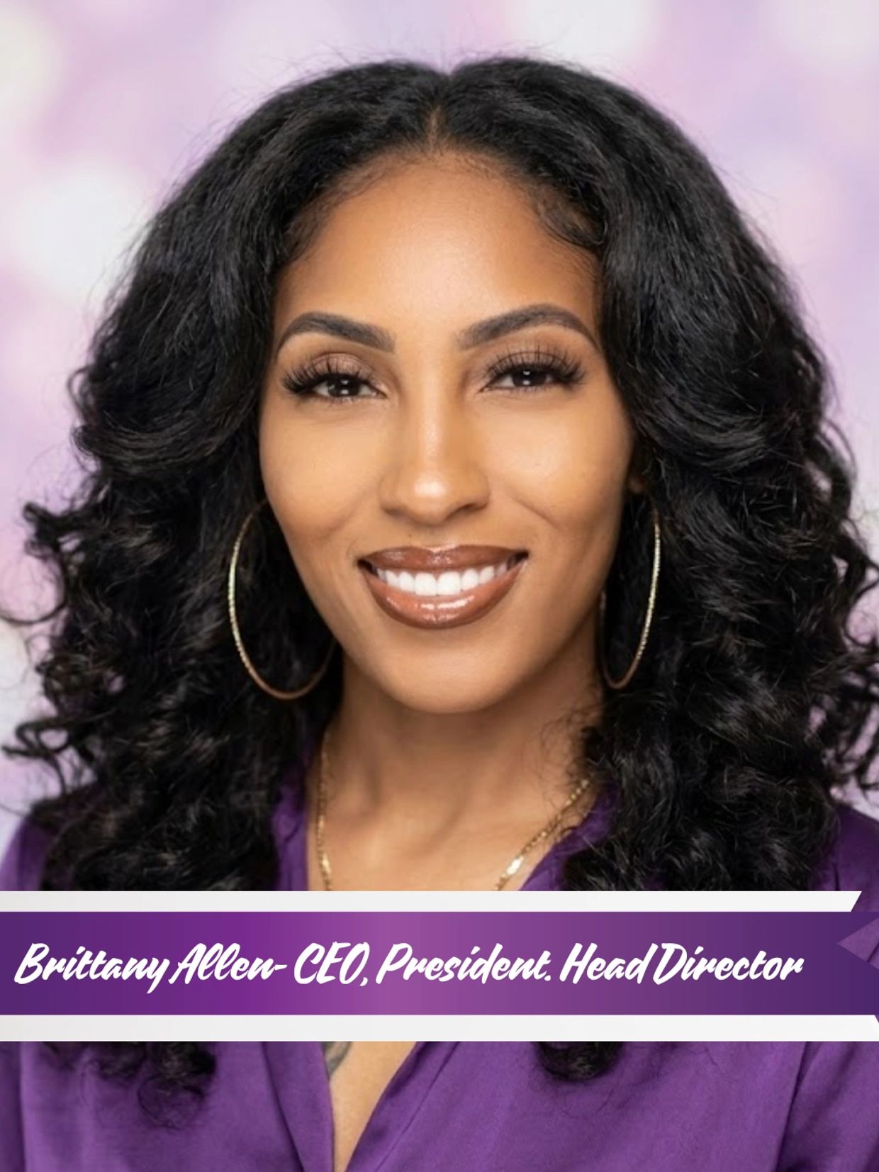 Portrait of Brittany Allen, CEO, President, and Head Director, smiling confidently.