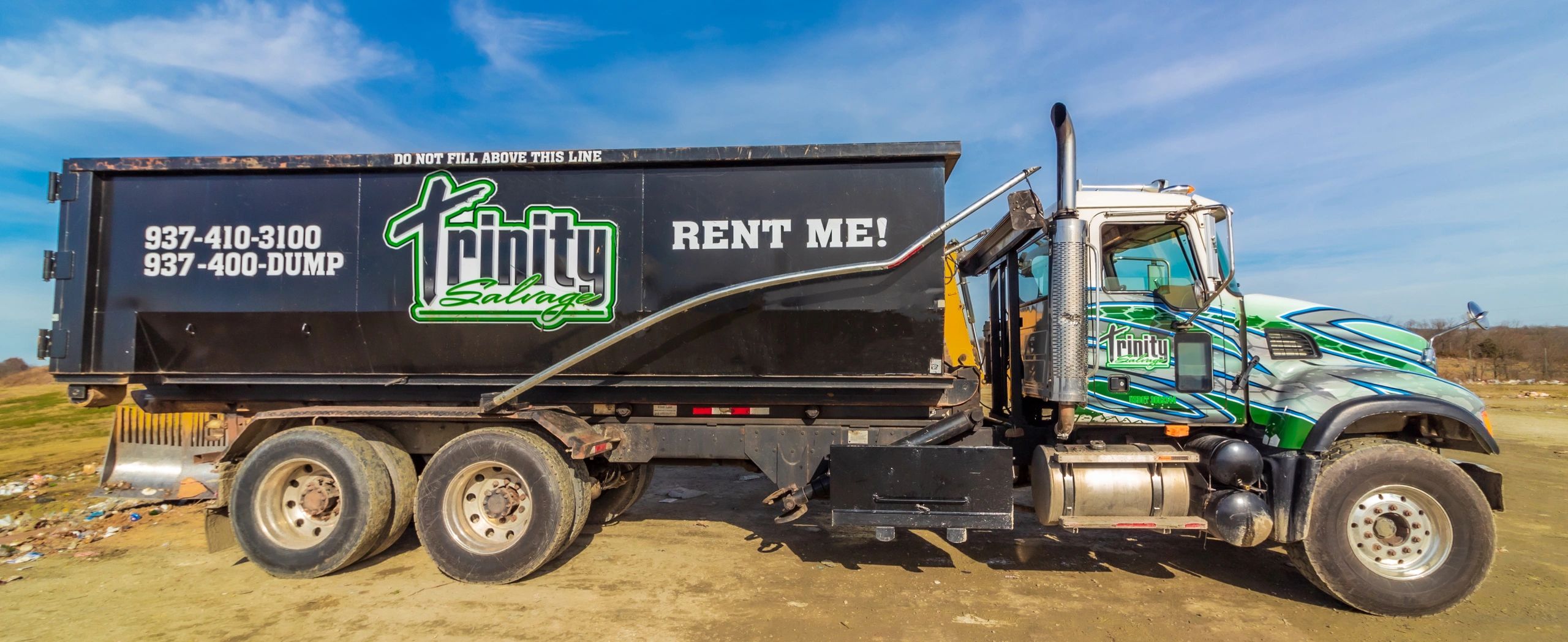 Trinity Salvage roll off dumpster hauling truck