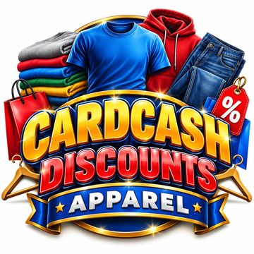 Colorful apparel with card cash discounts.
