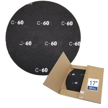 17-inch C-60 sanding discs in a box of 10 pieces.