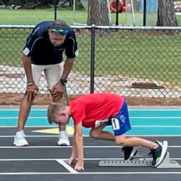 Coach Richardson, HC, Beach Strides TC provides Sprint/Starting Block instruction fundamentals.