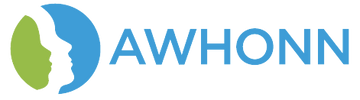 Logo of AWHONN with green and blue profile silhouettes.
