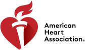 American Heart Association logo with a heart and torch design.