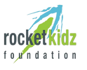 Logo of Rocket Kidz Foundation with a dynamic rocket design.