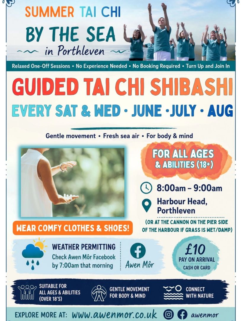 Summer Tai Chi sessions by the sea in Porthleven every Saturday and Wednesday.