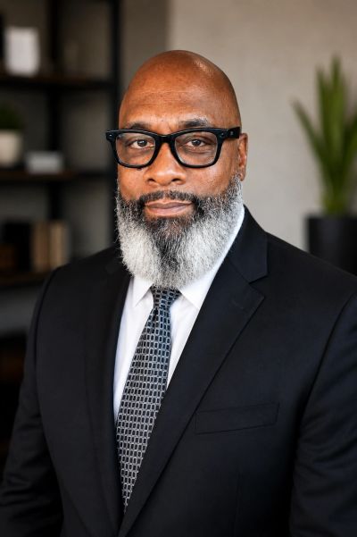 Professional man with glasses and a beard in a suit.