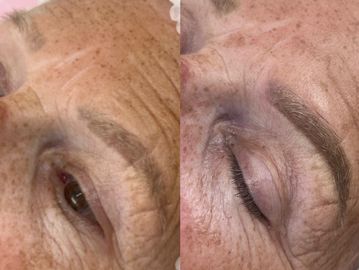 Before and after colour boost of permanent eyebrows (permanent make up)