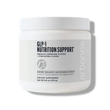GLP-1 Nutrition Support dietary supplement in hibiscus lemonade flavor.