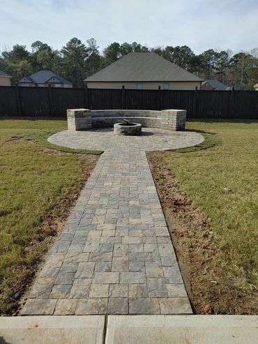 Lovely Firepit with walkway.
