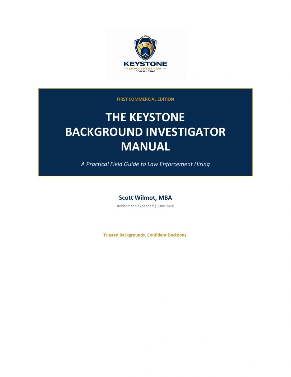Cover of The Keystone Background Investigator Manual by Scott Wilmot.