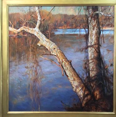Sycamores in the River painting by Glenn Harrington 