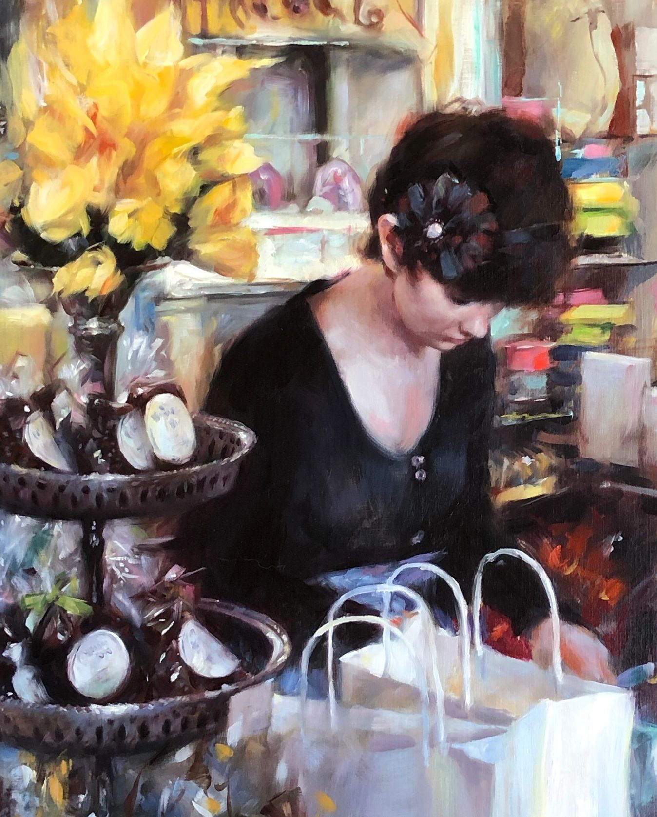 Chocolate store painting by Glenn Harrington 