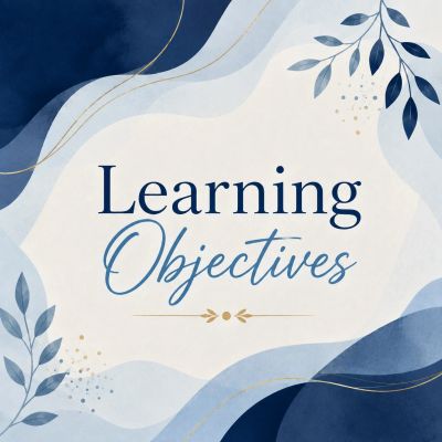 Stylish graphic with 'Learning Objectives' text.