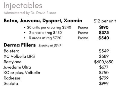 Botox, Jeuveau, Dysport, Xeomin, and Derma Fillers on sale