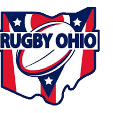 Rugby Ohio logo with state outline and rugby ball.