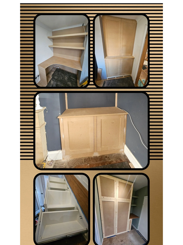 Bespoke storage units, under stair storage with shaker style doors.