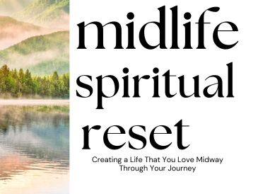 Midlife spiritual reset theme with serene nature background.