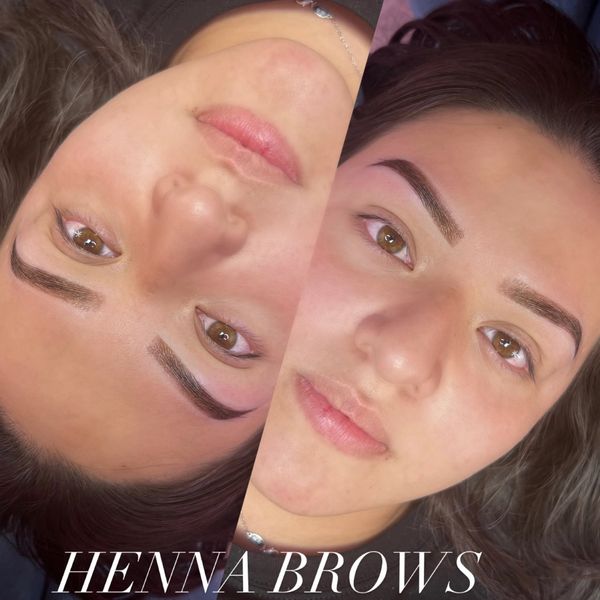 Henna is a tint that stains the skin and hair of your brow, last 1-2 weeks.