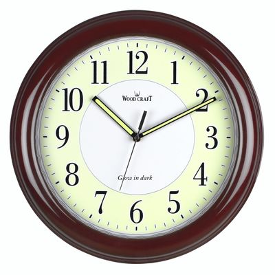 Wood Craft night glow wooden wall clock having a brown frame & fitted with a silent sweep mechanism