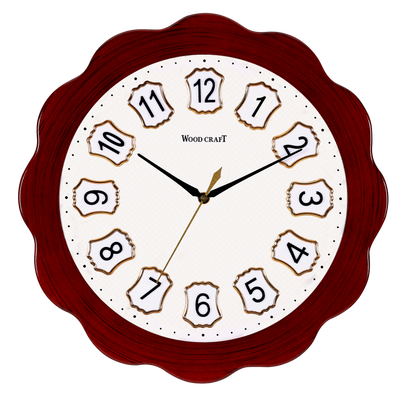 Modern wooden wall clock of dark brown colour by Wood Craft. Stylish look & design, silent movement