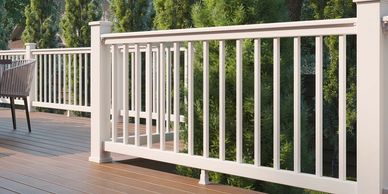 Trex Select T-rail in white with saddle decking highlights available options when you use EZ Deck
