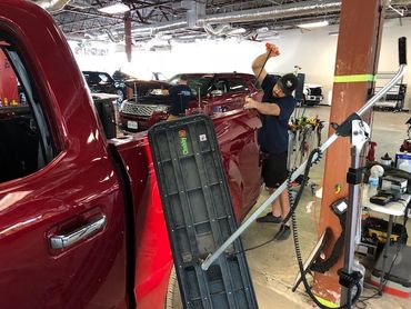 Hail damage repair using paintless dent repair in Plano Texas
