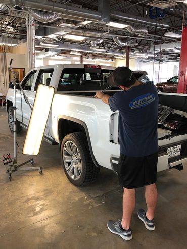 Hail damage repair using paintless dent repair in McKinney Texas