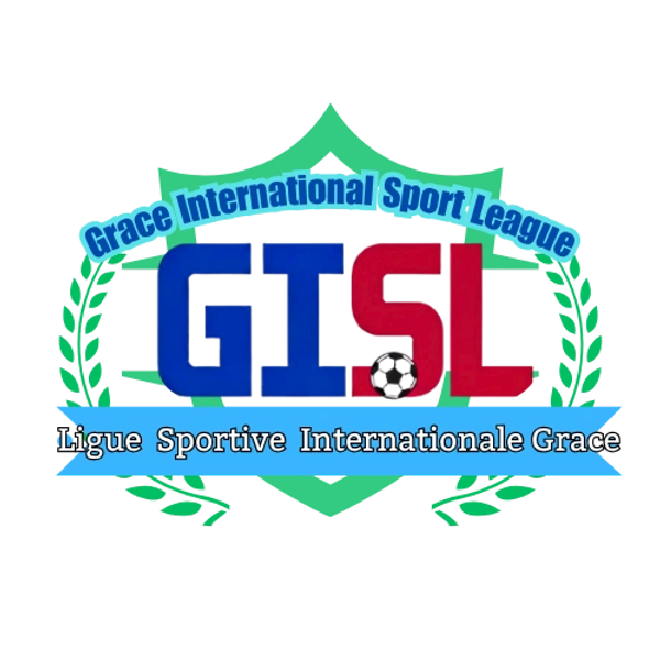 Logo of Grace International Sport League with blue and red letters GISL.