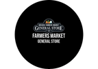 Logo of General Store Farmers Market in white on black.