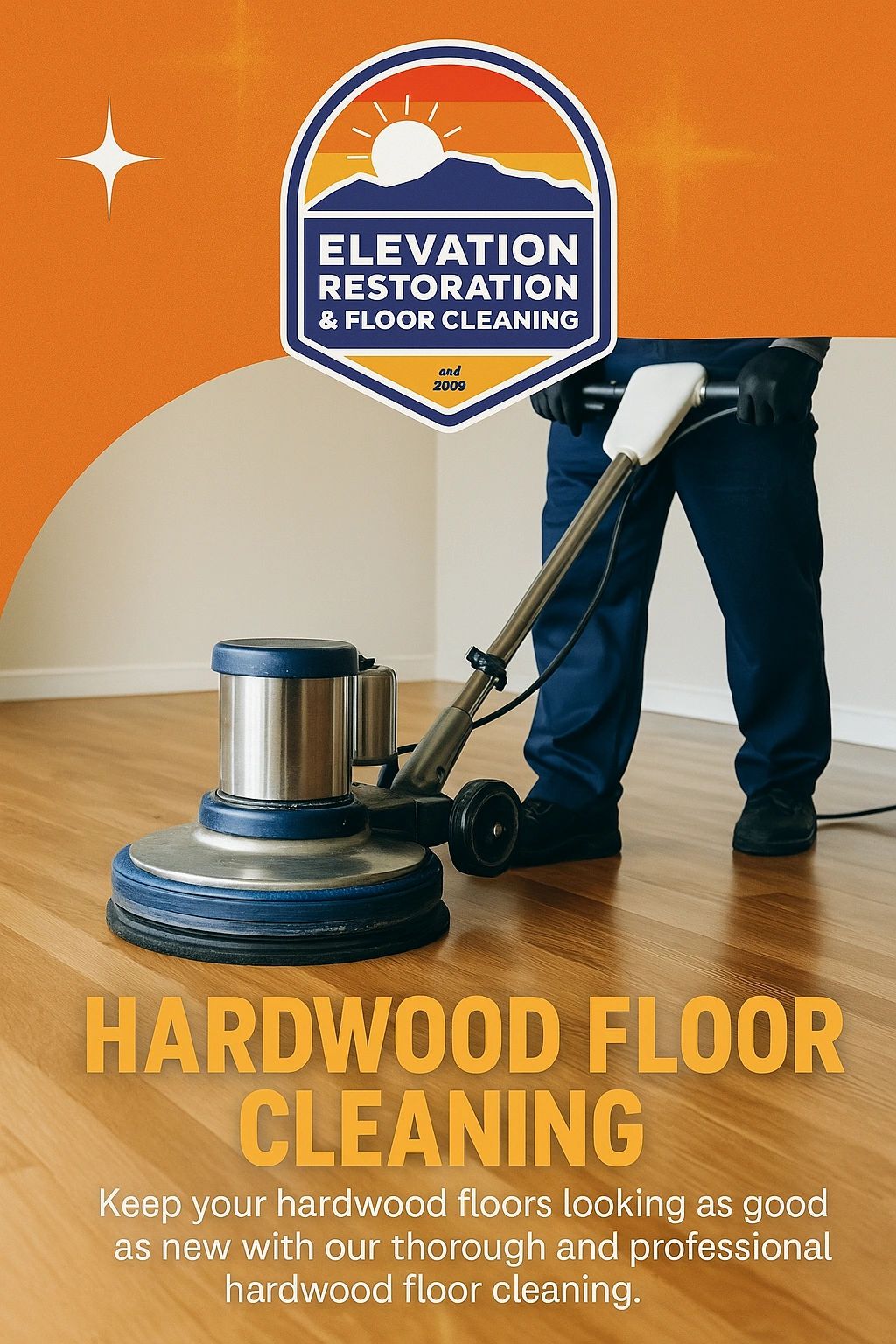 Hardwood floor cleaning by Elevation Restoration 