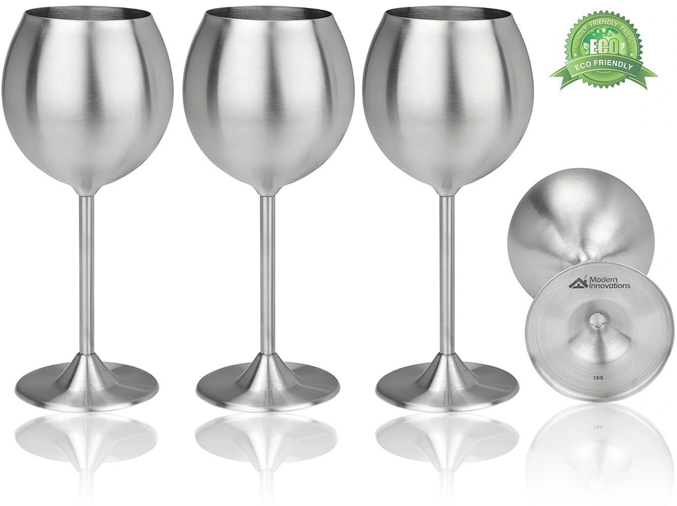 12 Oz Modern Innovations Stainless Steel Wine Glasses Set of 4 