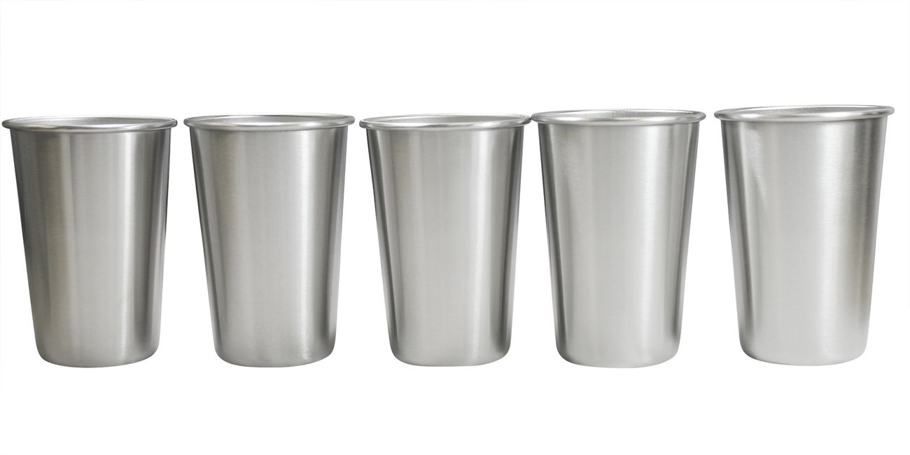 Modern Innovations Stainless Steel Pint Cups, Set of 5, 16 Oz Metal Cu –  Stock Your Home