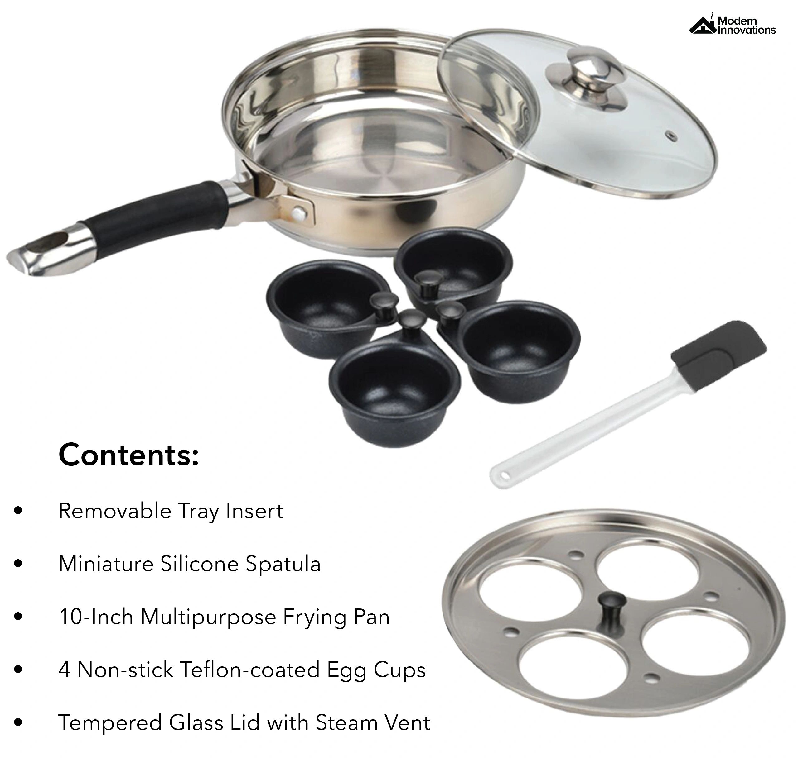 Modern Innovations Egg Poacher Pan for Perfect Poached Eggs, Nonstick Cups  Poached Egg Maker Pan, Stainless Steel Easy Egg Cooker, Poaching Eggs