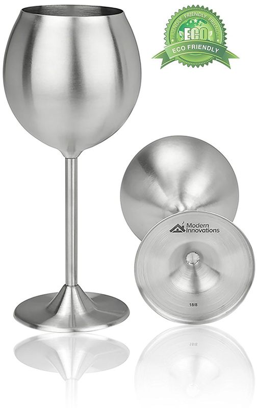 Contemporary Stainless Steel Castello Wine Glass with Stem
