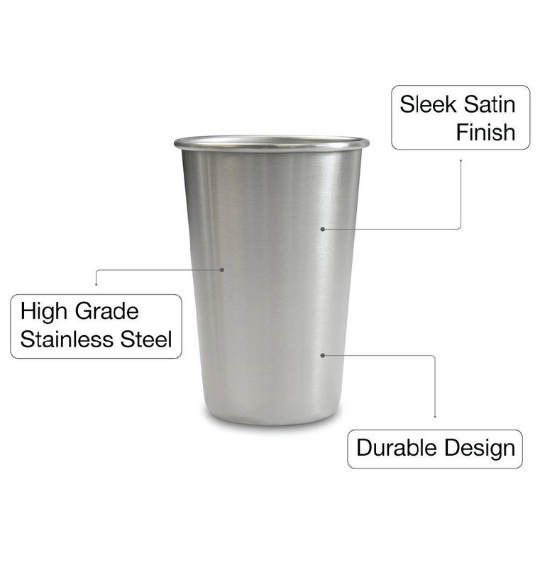 Modern Innovations Stainless Steel Pint Cups, Set of 5, 16 Oz