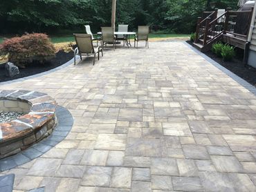 EP Henry chiseled stone paver patio