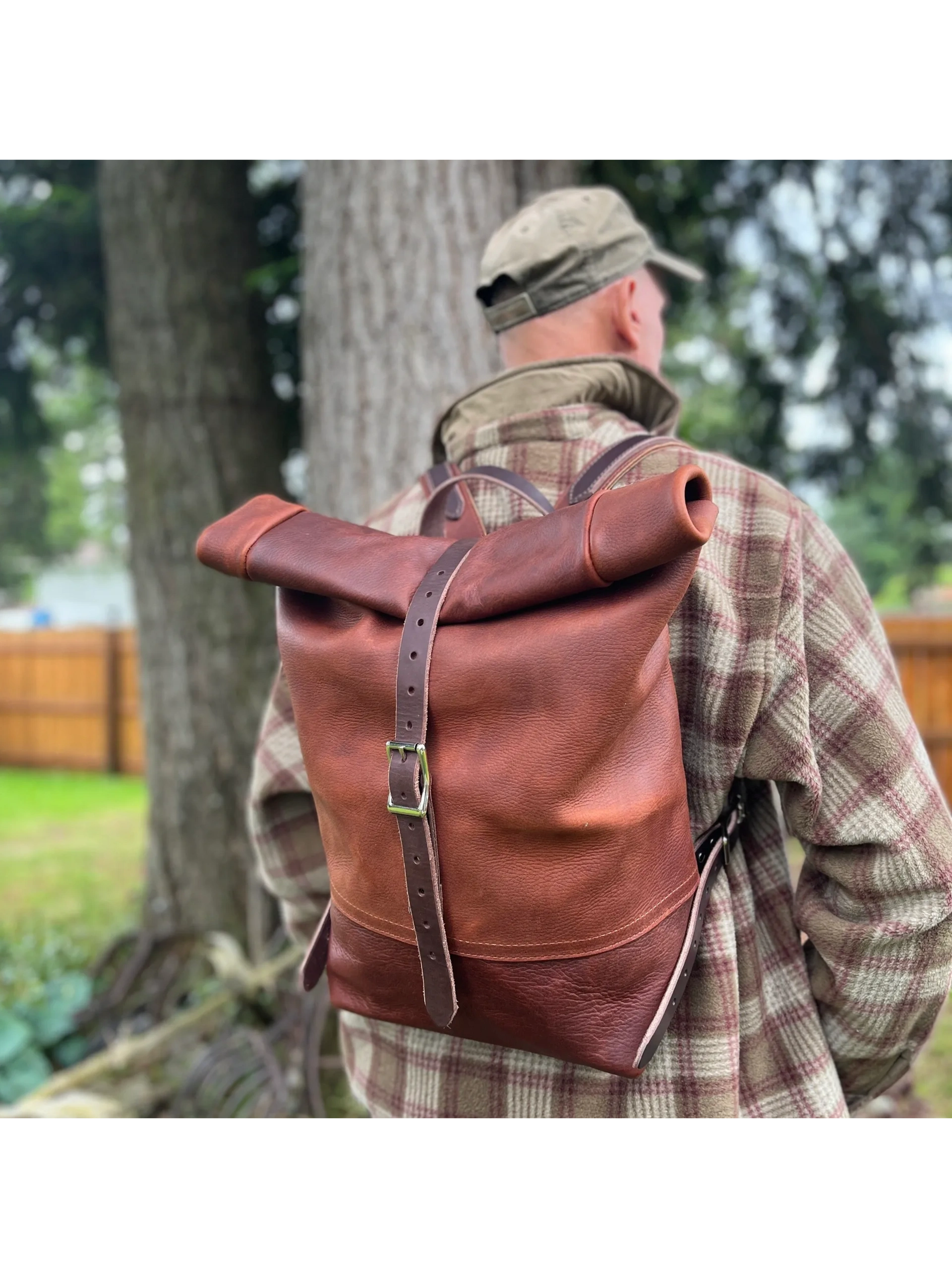 All leather Rolltop Rucksack made by hand in USA