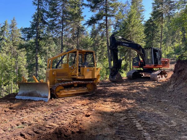 Bulldozer and Excavator