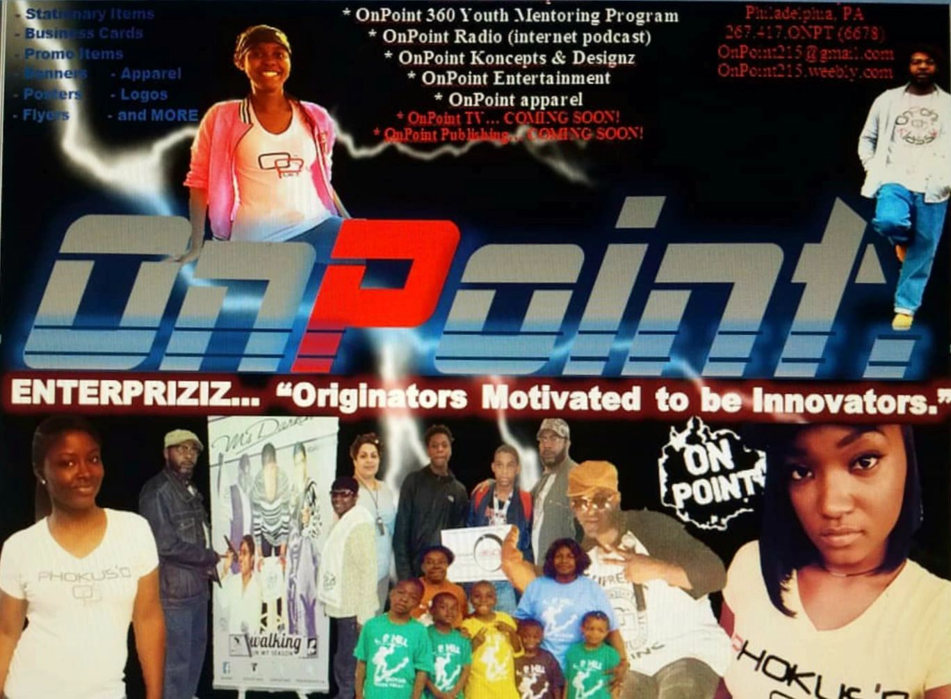 OnPoint group promoting youth mentoring and creative enterprises with diverse members.
