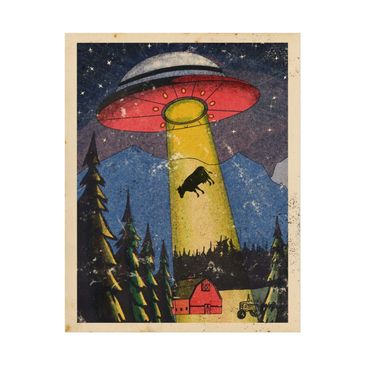 UFO Abduction Riso Style print